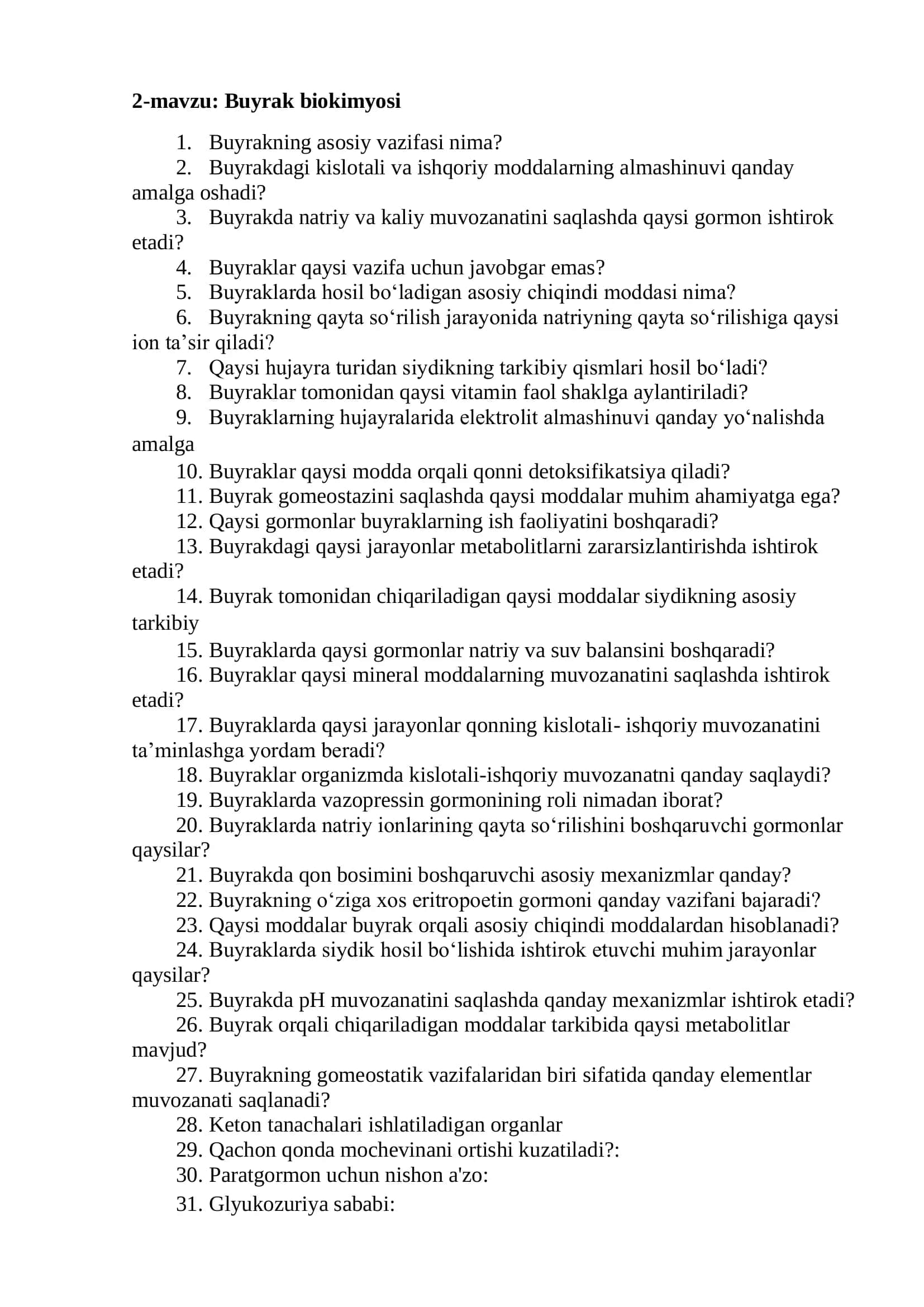 BIoximiya test savollari 3