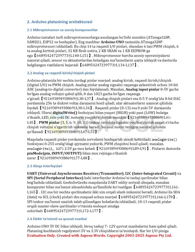 Robototexnikada Arduino’ni qo’llash bo’yicha mustaqil ish 3