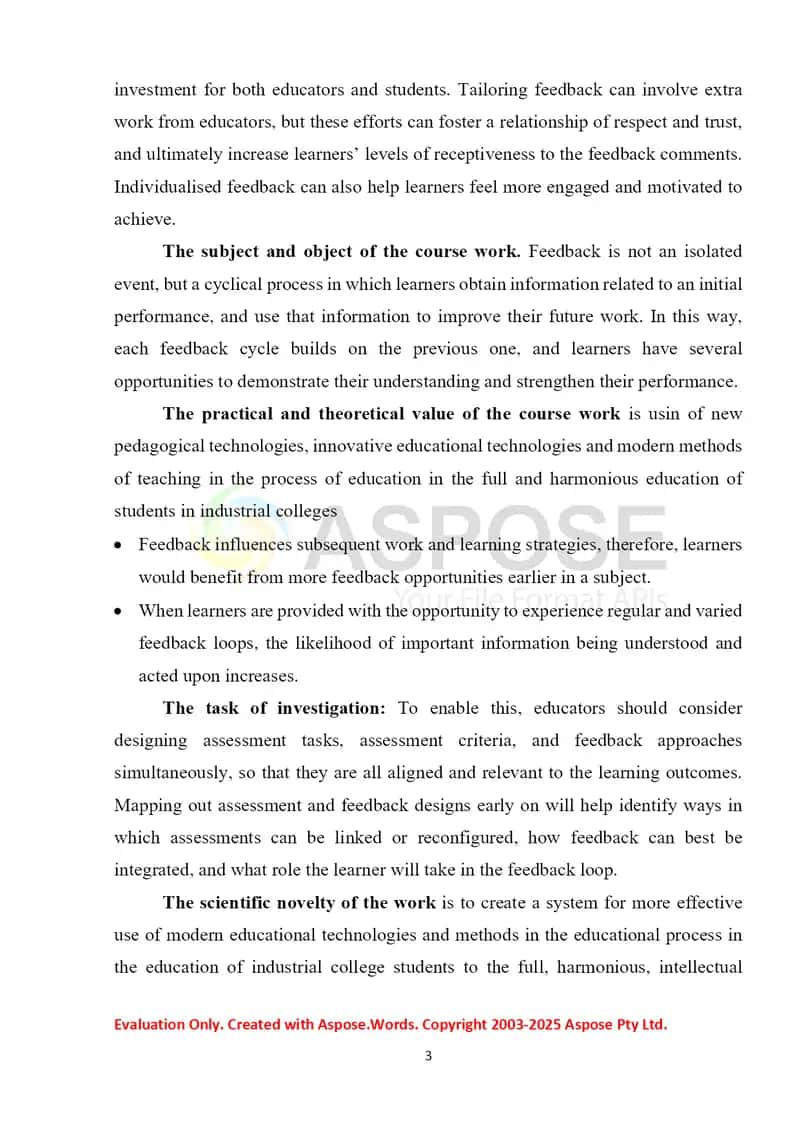 DESIGNING ASSESSMENT AND FEEDBACK TO IMPROVE STUDENT LEARNING AND STUDENT SUCCESS 3