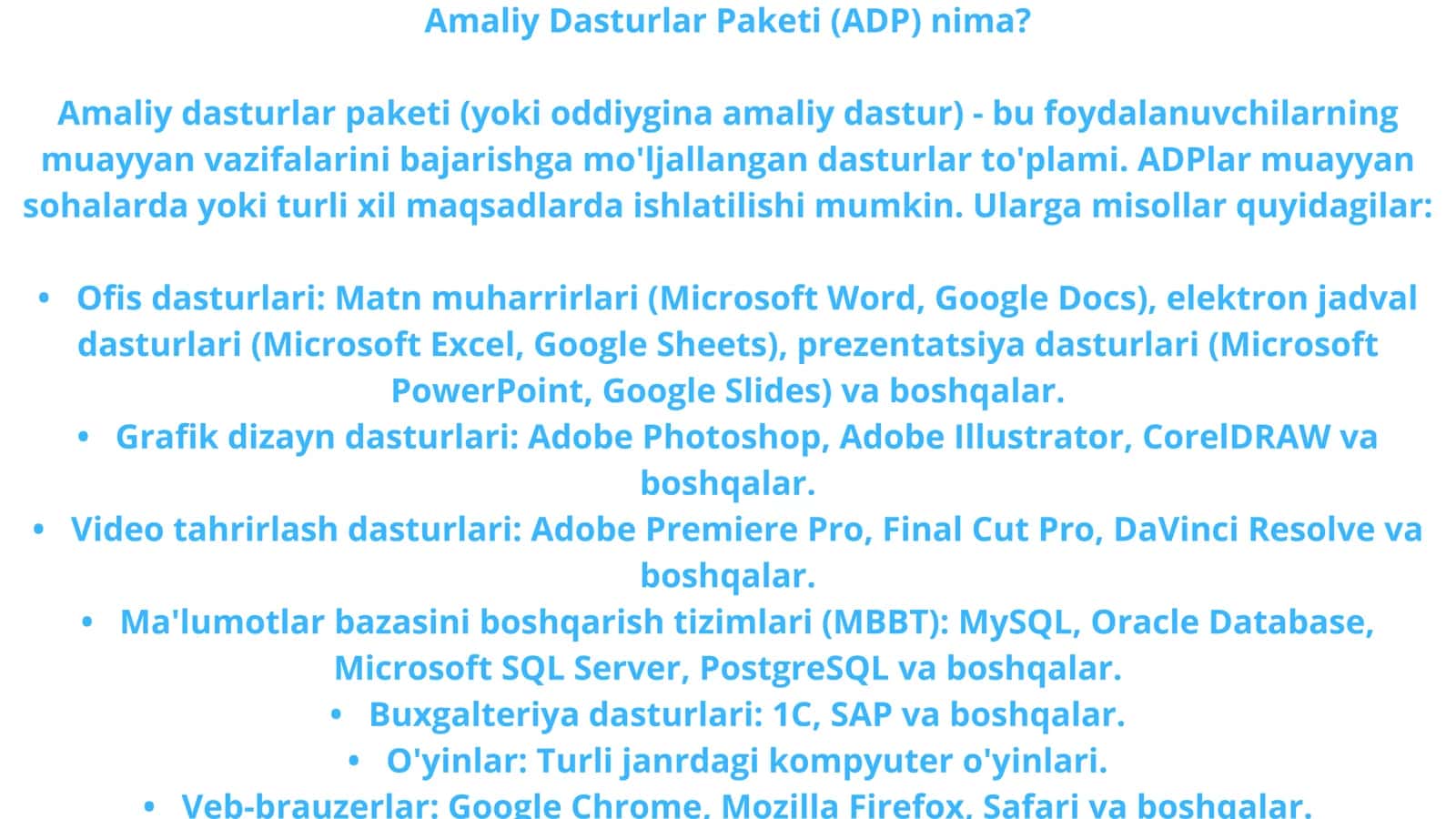 Amaliy Dasturlar Paketi 3
