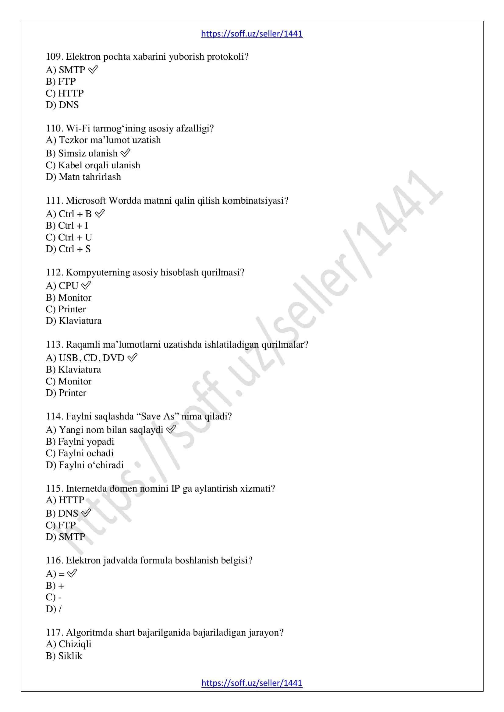 ARGOS test Axborot-kommunikatsiya texnologiyalari 2-qism 3