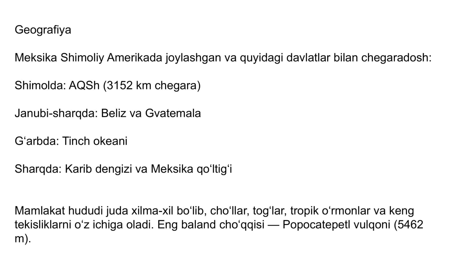 Meksika haqida ma’lumot 3