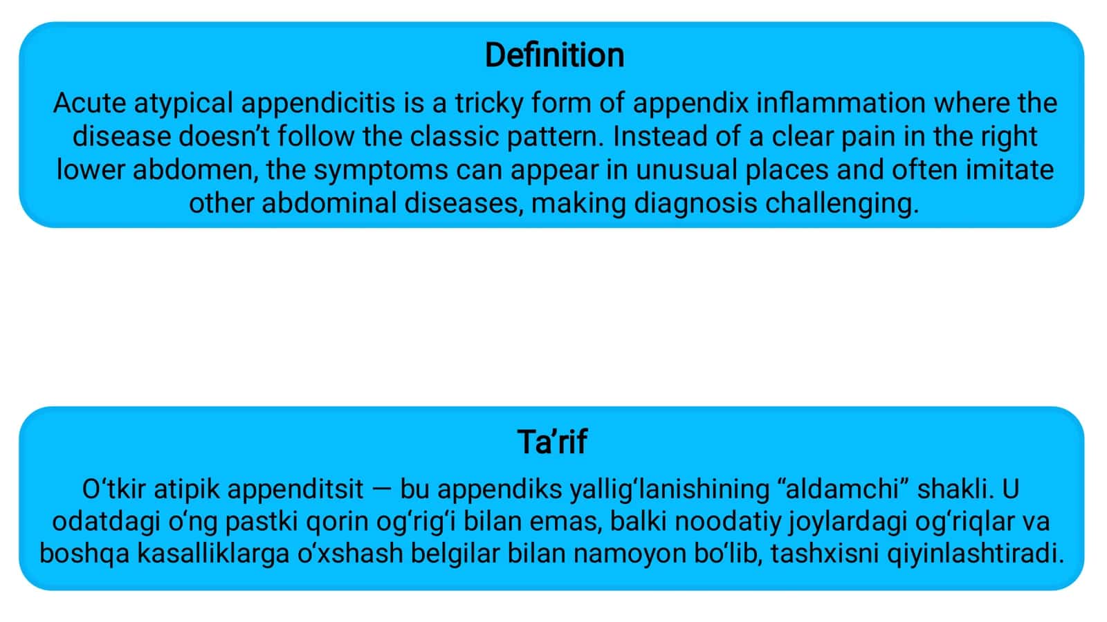 Oʻtkir atipik appenditsit 3