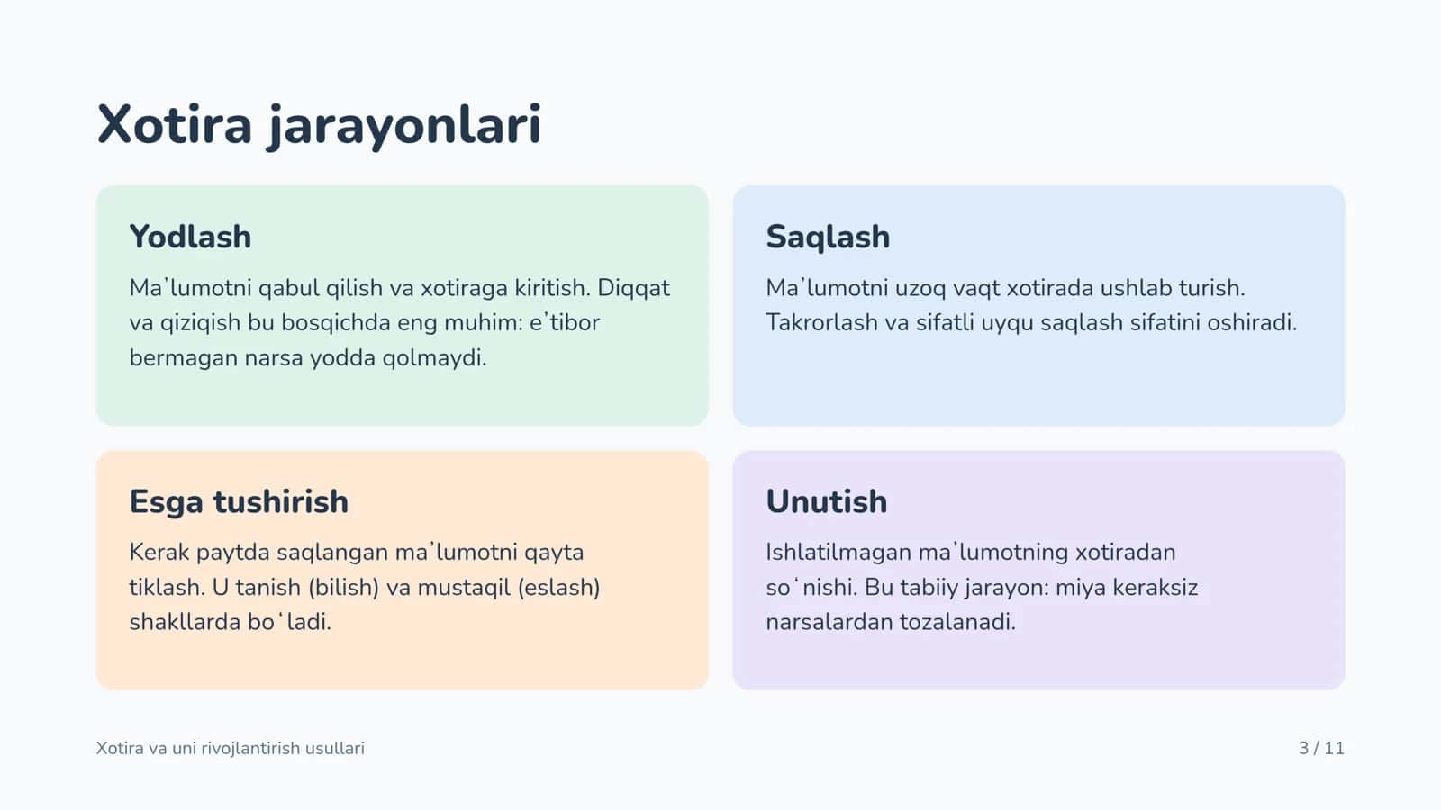 Xotira va uni rivojlantirish usullari 3