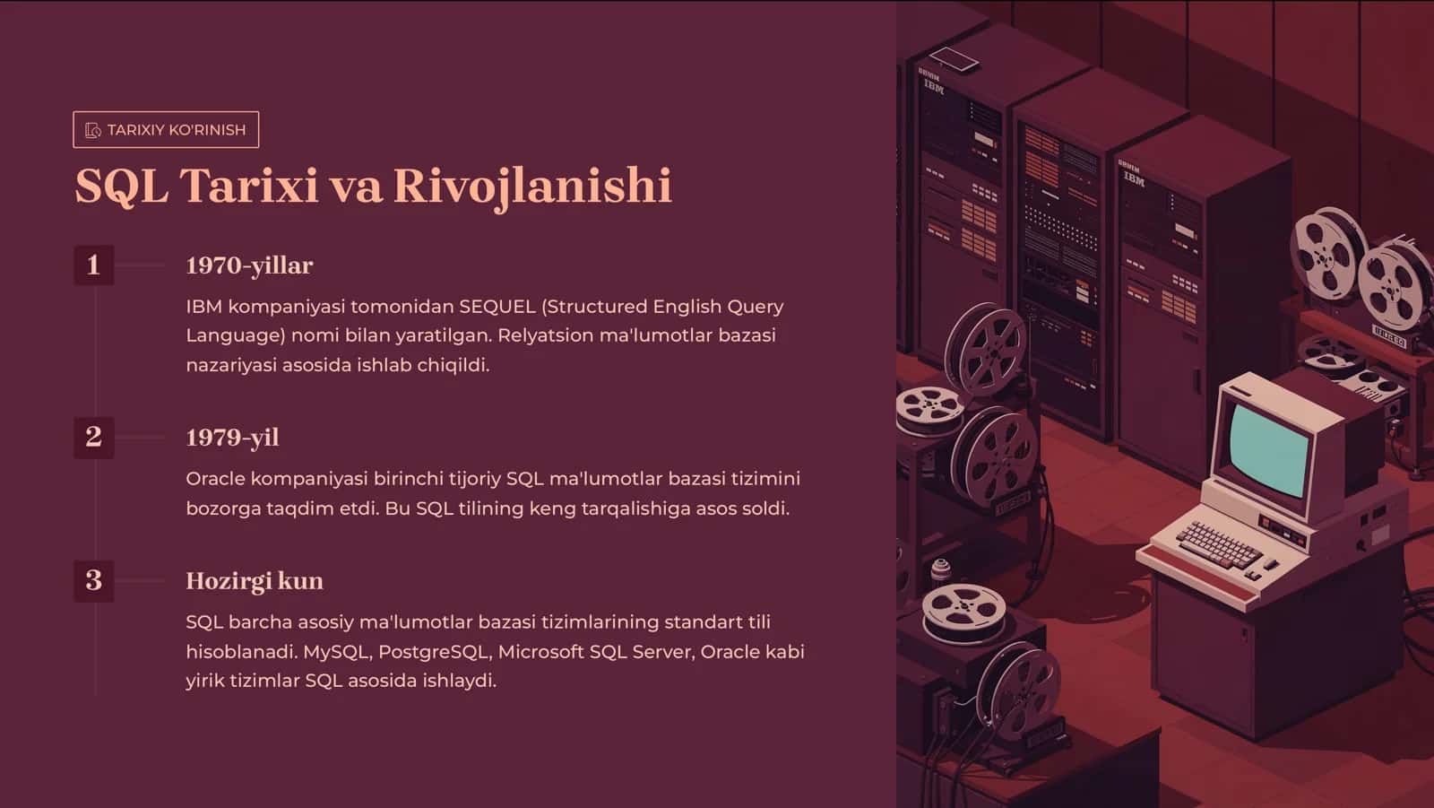 Ma'lumotlar Bazasi Fani: SQL 3