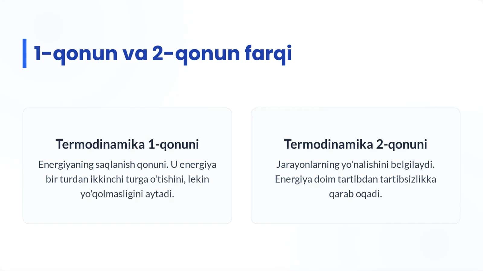Entropiya va Termodinamikaning 2-qonuni 3