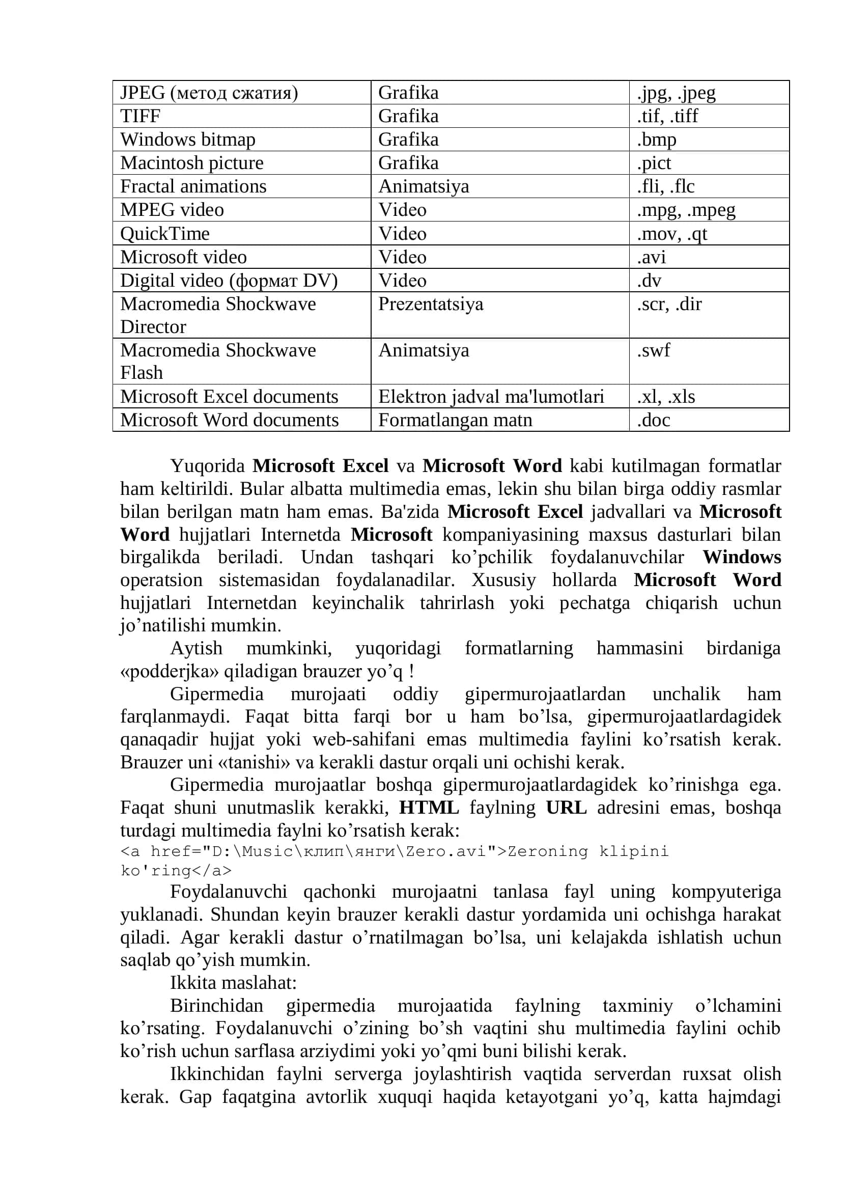 Multimеdiya elеmеntlari va JAVA dasturlarini qo’shish 3