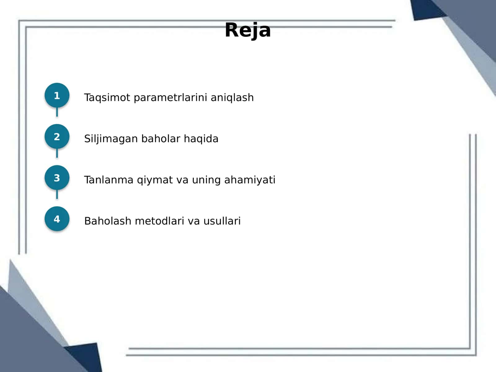 Taqsimot parametrlarining statistik baholari 3