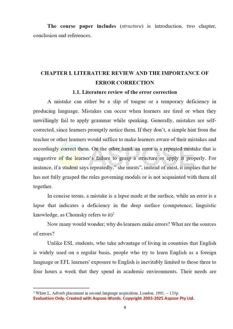 Error Correction Techniques in the EFL Class 4