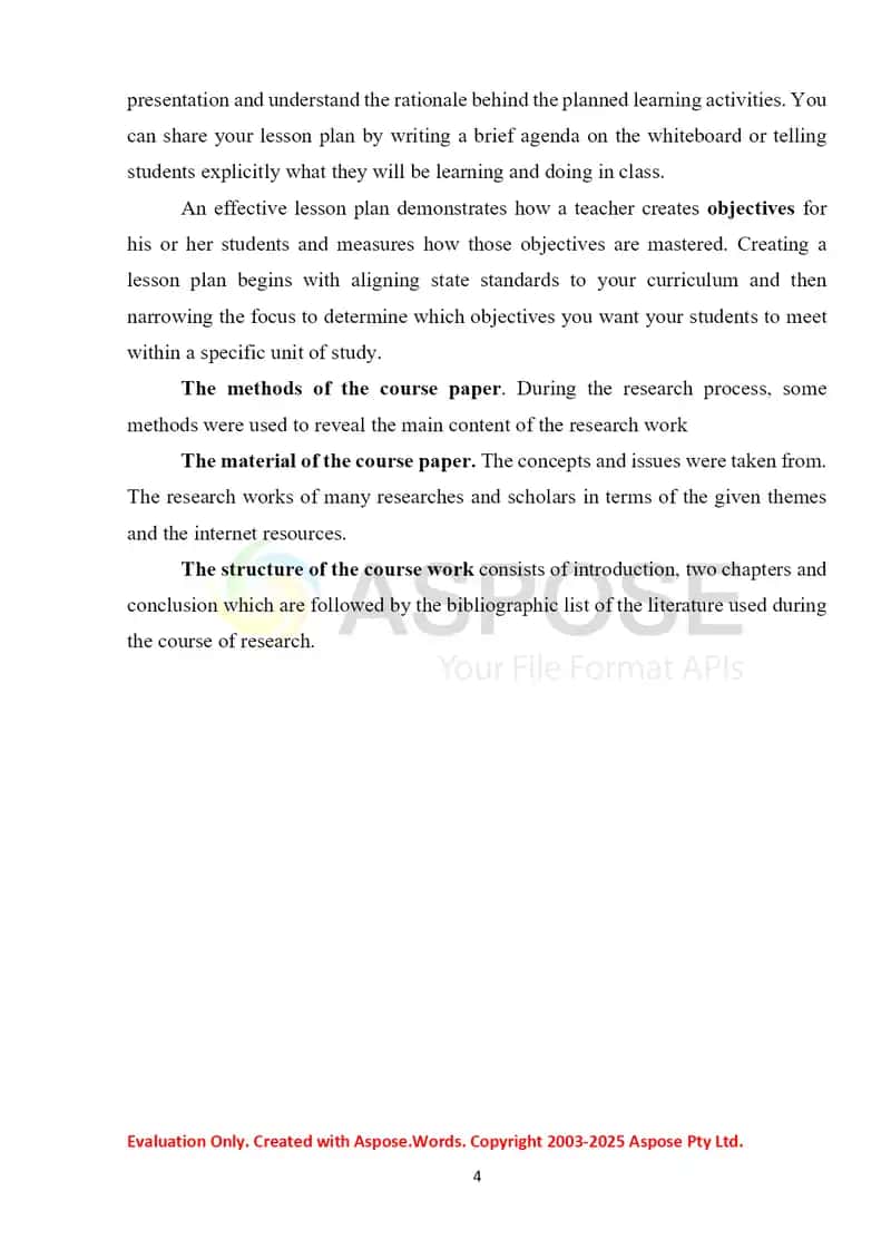 Lesson Plan Aims and Anticipated Problems 4