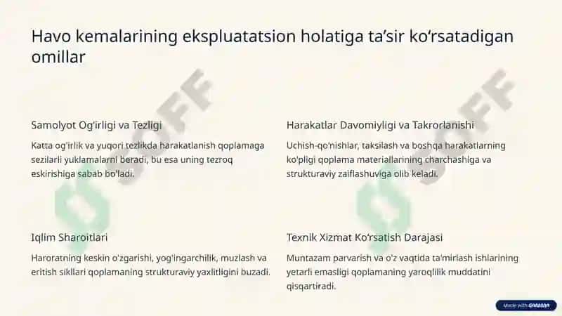 Aerodrom qoplamalari va havo kemalari ekspluatatsiyasi 4