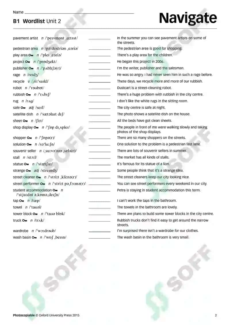 B1 Wordlist Unit 1 4