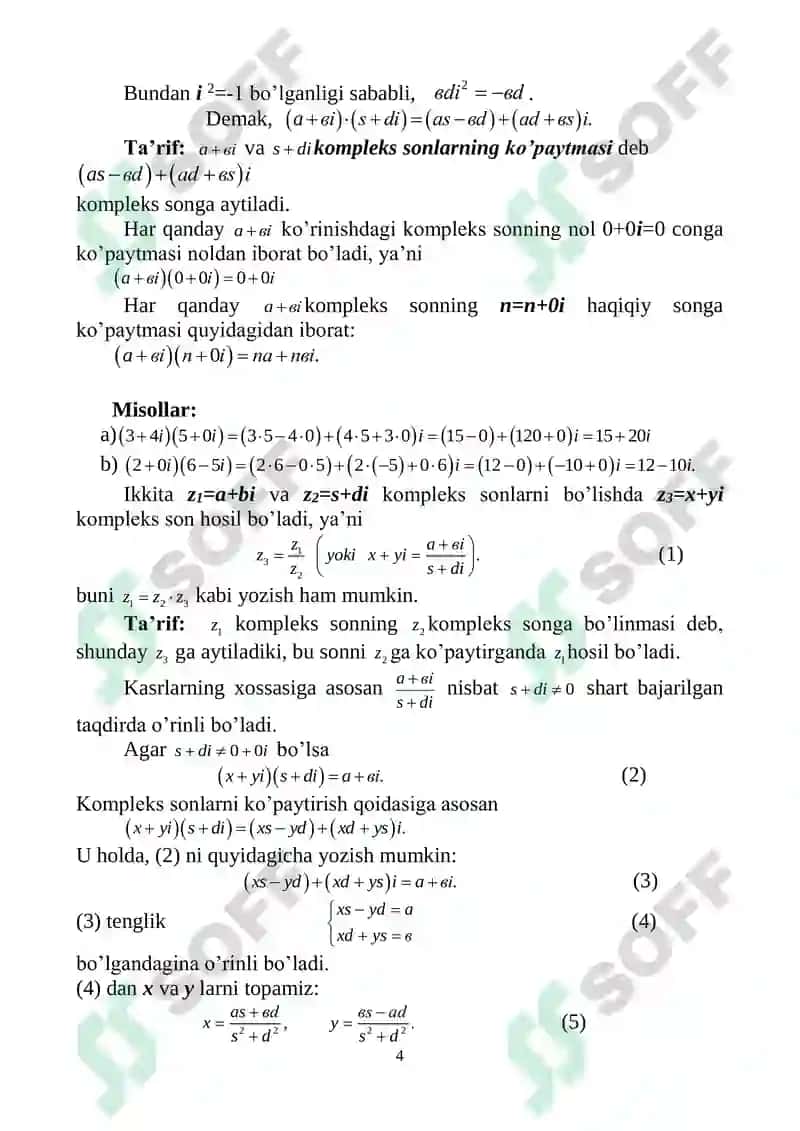 Kompleks sonlar 4