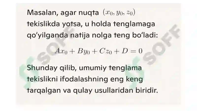 Tekislikning turli tenglamalari 8