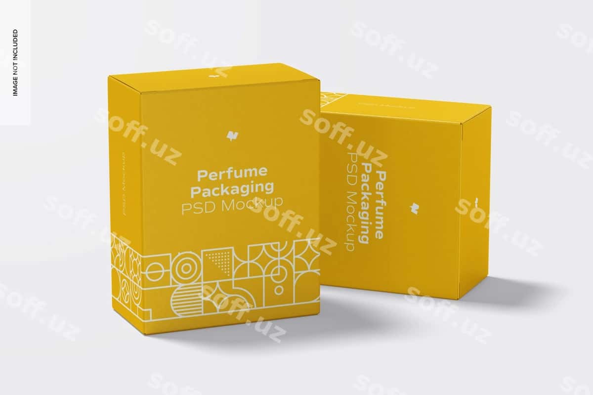Parfyum qadoqlash namunasi old ko'rinish | Perfume packaging mockup front view 1