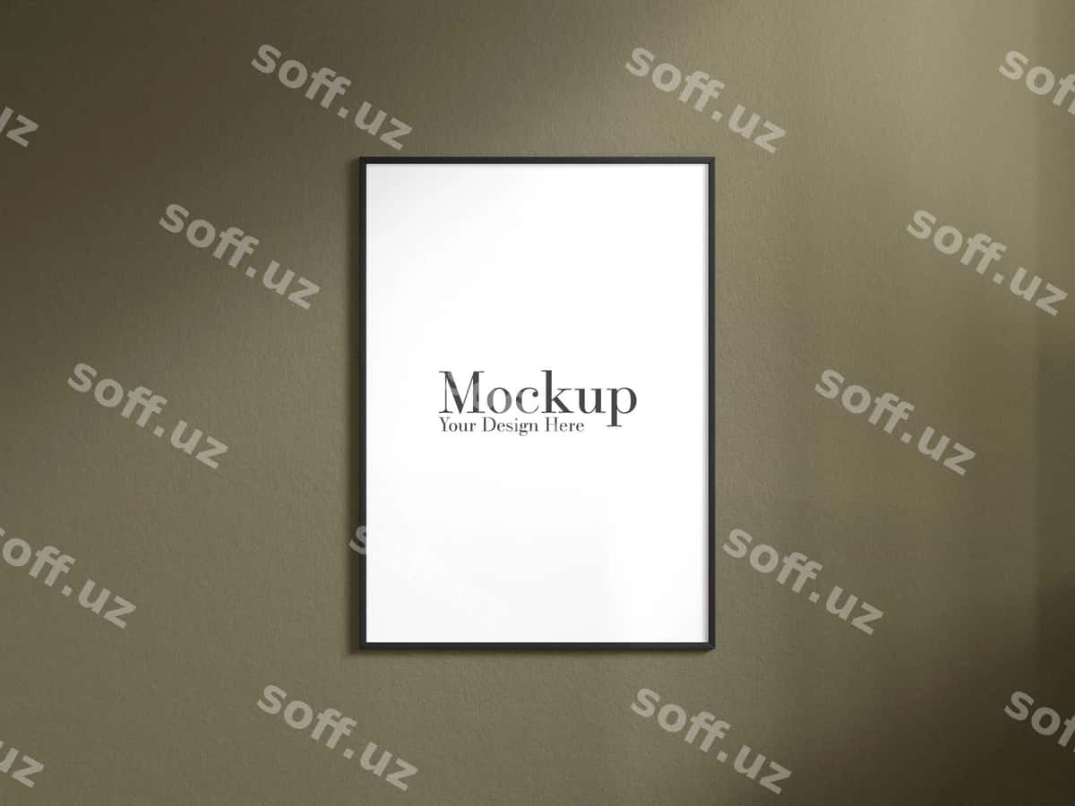 Fotosuratramka mockup jigarrli devor | Photos frame mockup brown wall 1