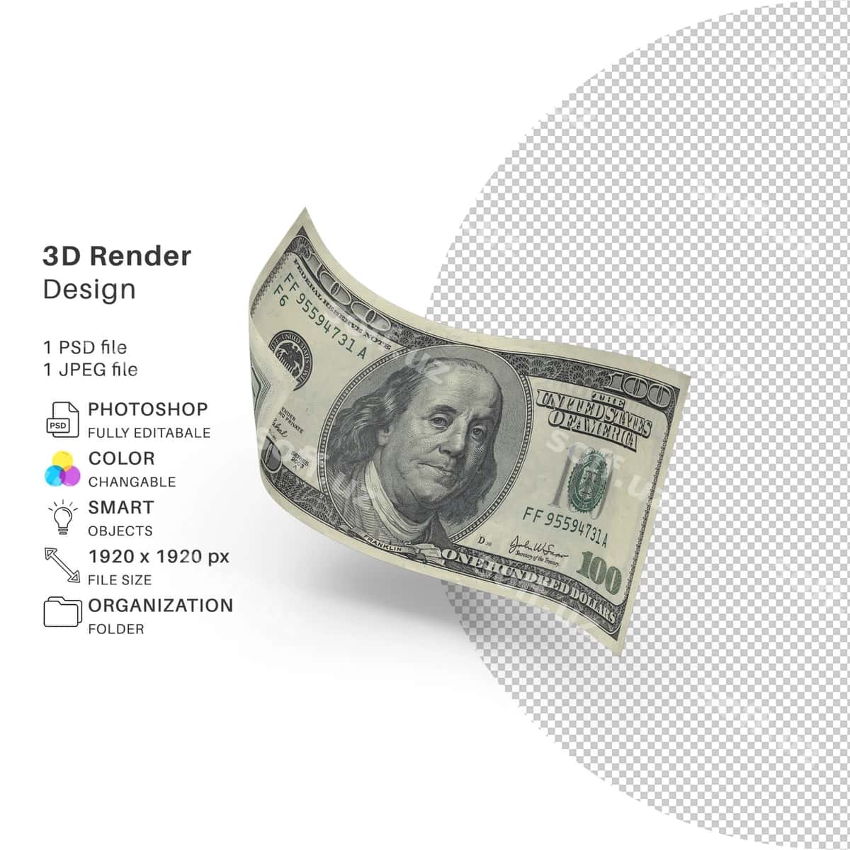 3D ko'rinishidagi dollar banknotasi tasviri | Picture dollar bill that says 3d it 1