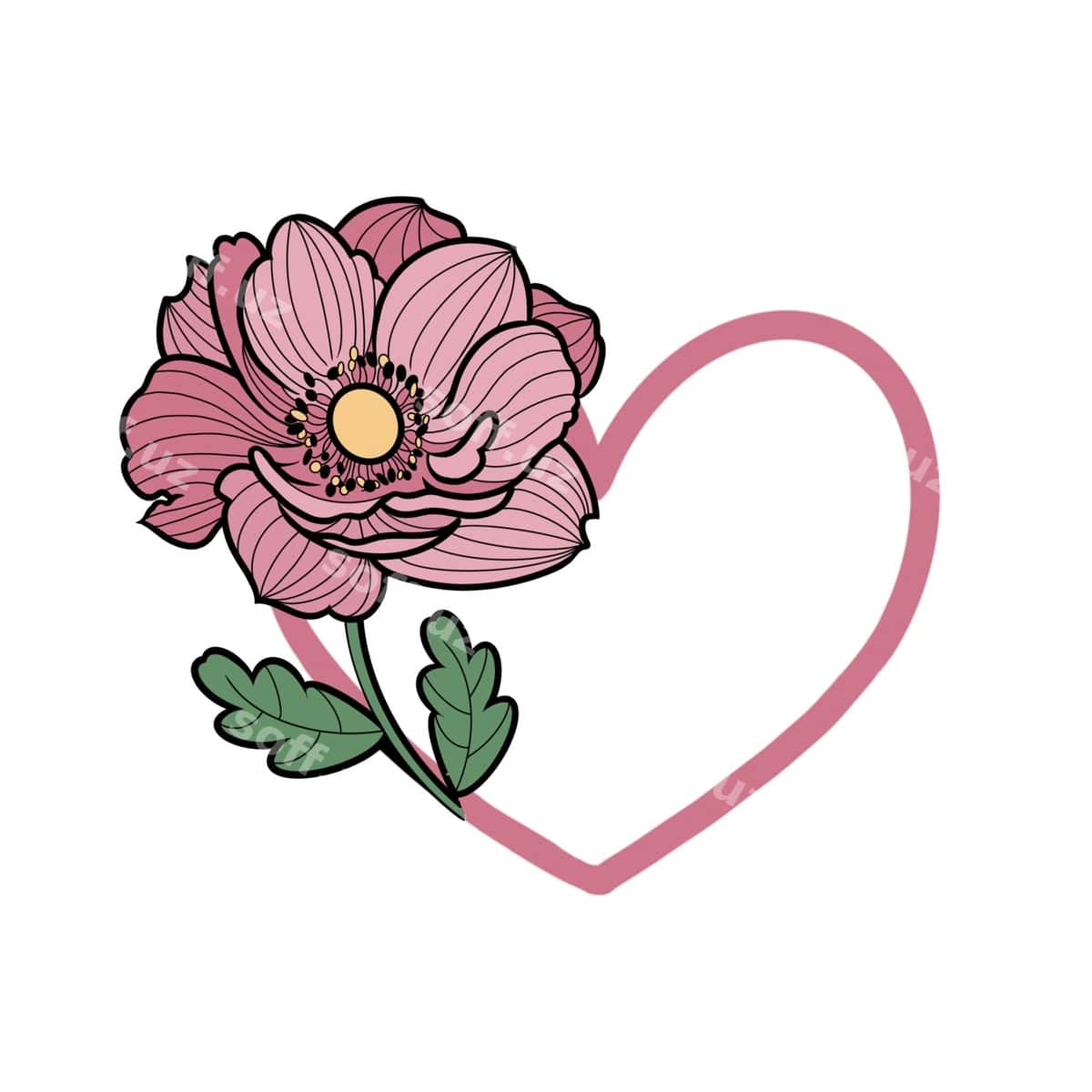 Yurak shaklidagi pushti gul | Pink flower with heart 1