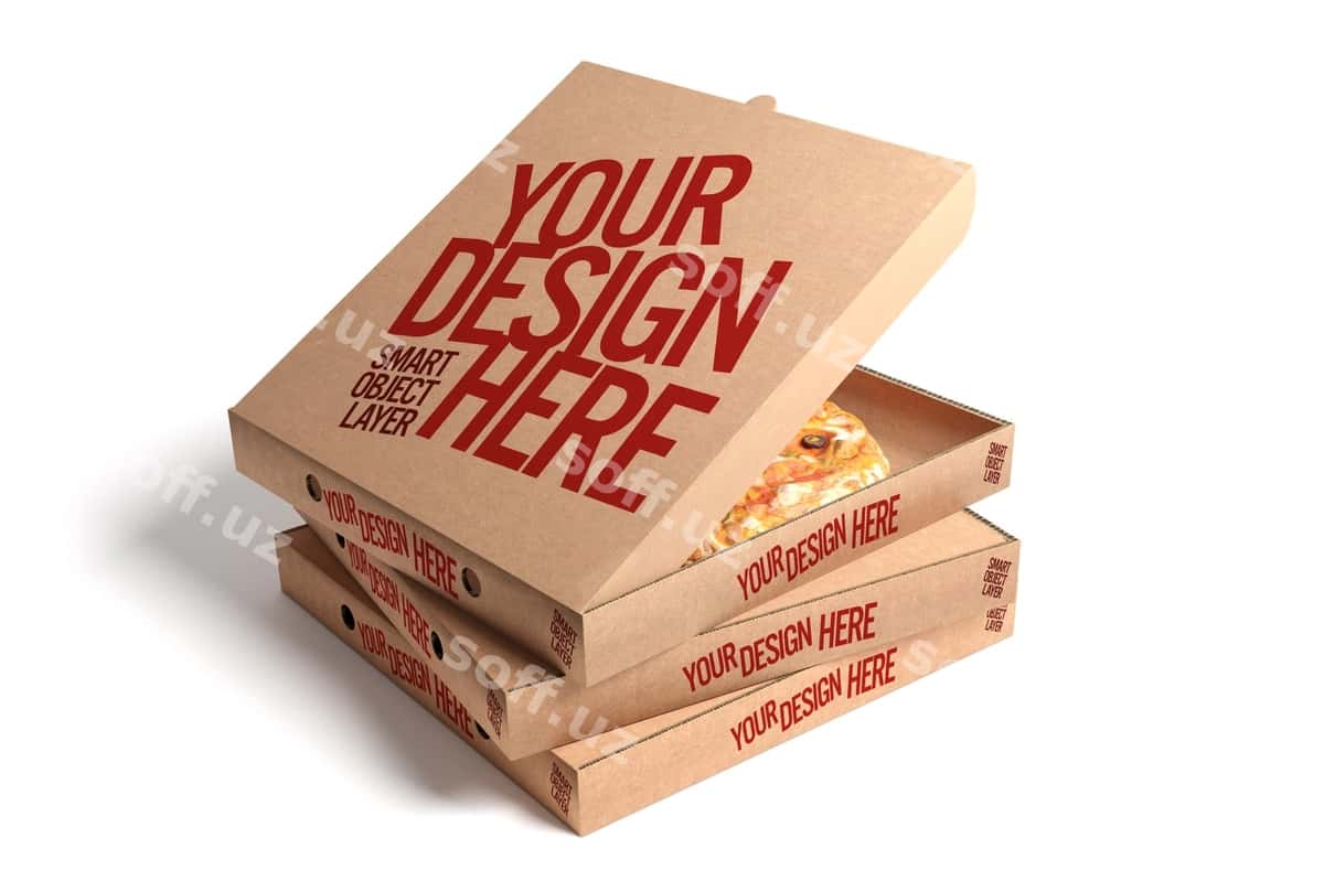 Pitsa qutisi namunasi ajraltirilgan | Pizza box mock up isolated 1