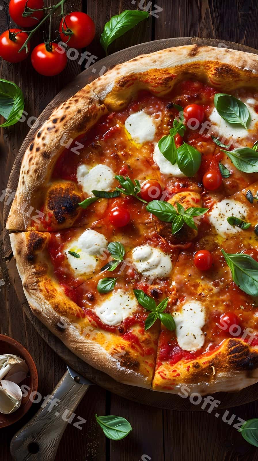 Pitsa mozzarellali va bazilik | Pizza with mozzarella basil it 1