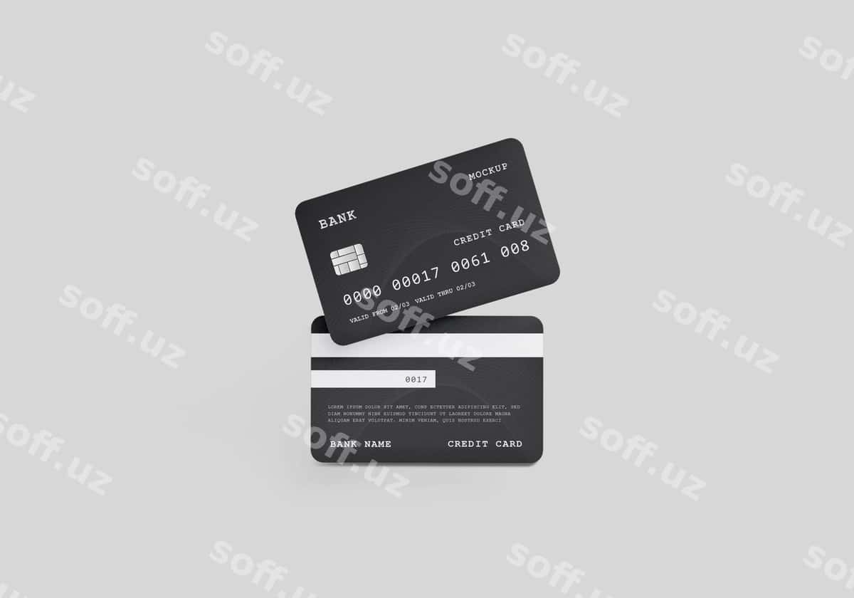 Plastik kredit va debit karta namunasi | Plastic credit debit card mockup 1