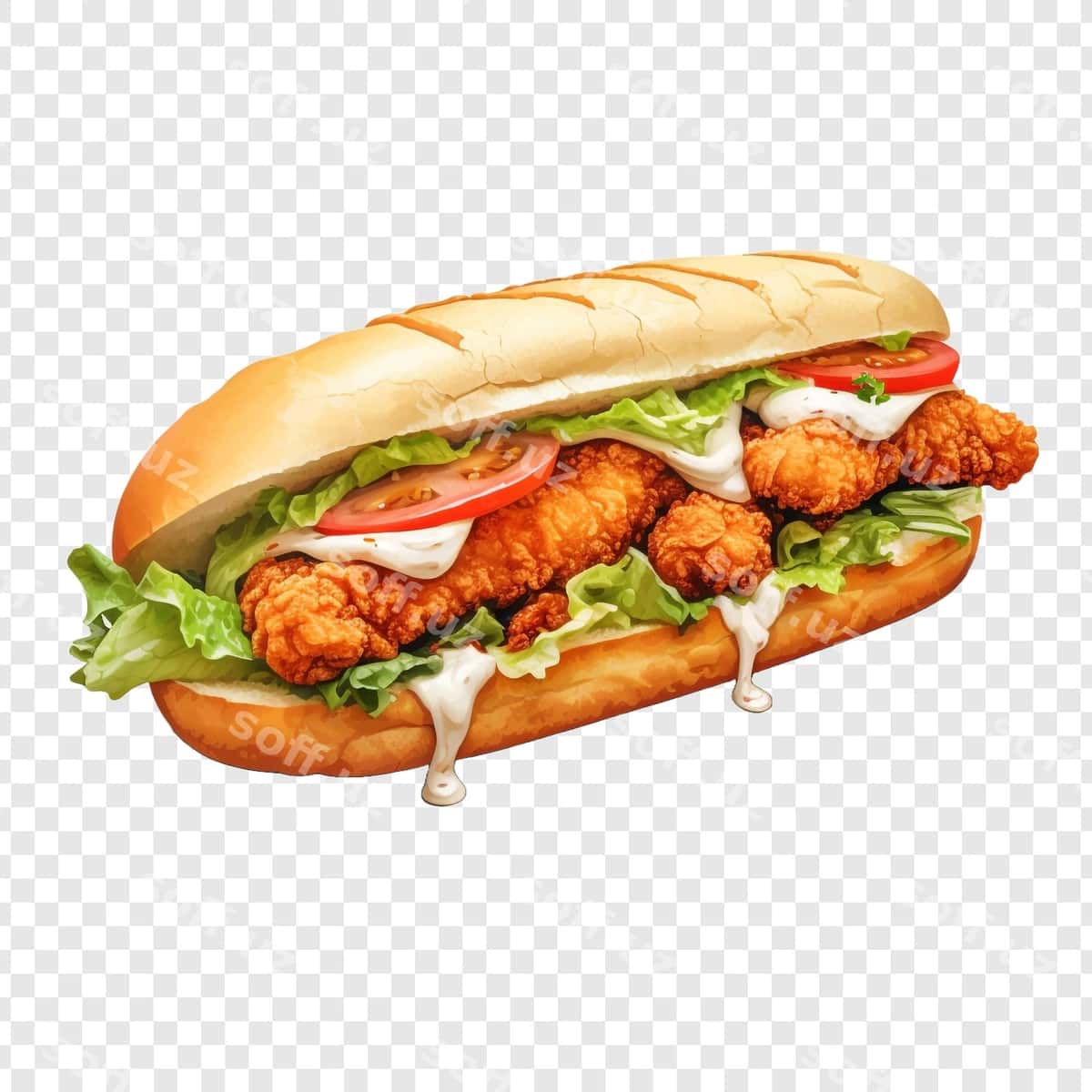 Po boy ajraltirilgan shaffof fonda | Po boy isolated transparent background 1