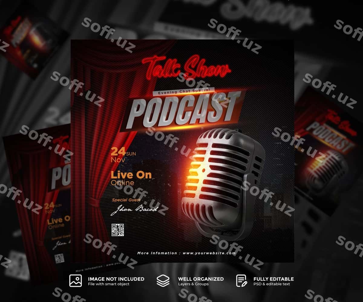 Podcast flyer social media post templatei | Podcast flyer social media post template 1