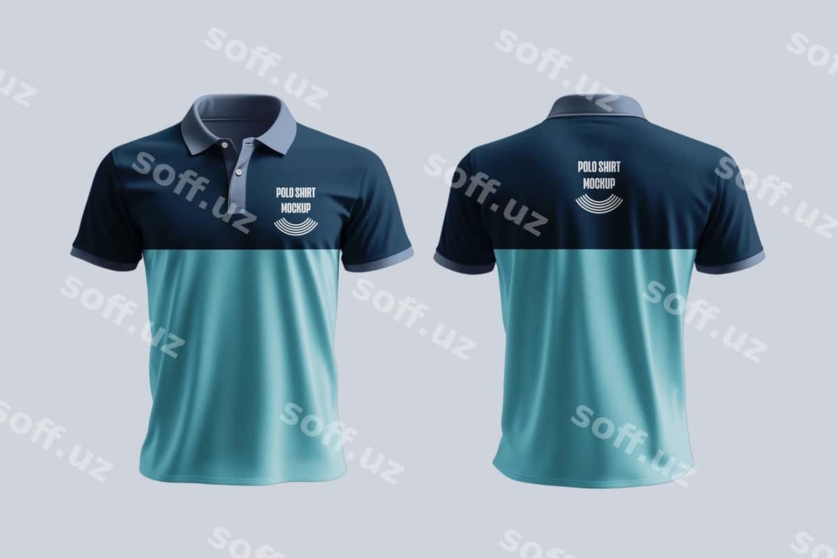 Polo ko'ylak maketi old orqa ko'rinishi | Polo shirt mockup front back view 1