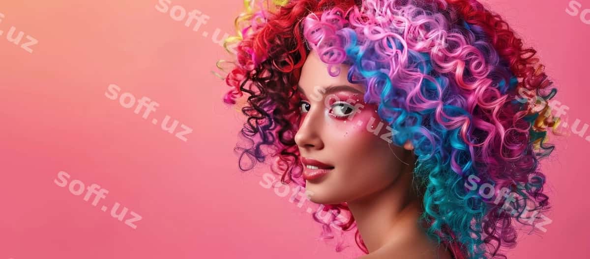 Portret qiz studiya ko'plab rangli soch | Portrait girl studio multicolored hair 1