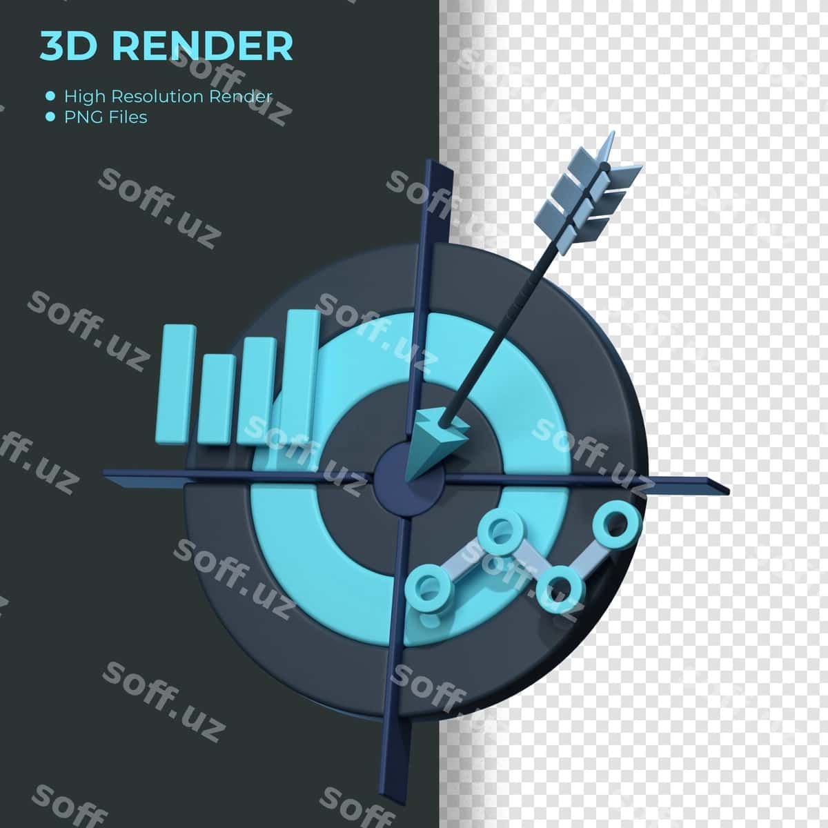 Afishada strelkalar bilan 3D render | Poster 3d render with arrows arrows 1