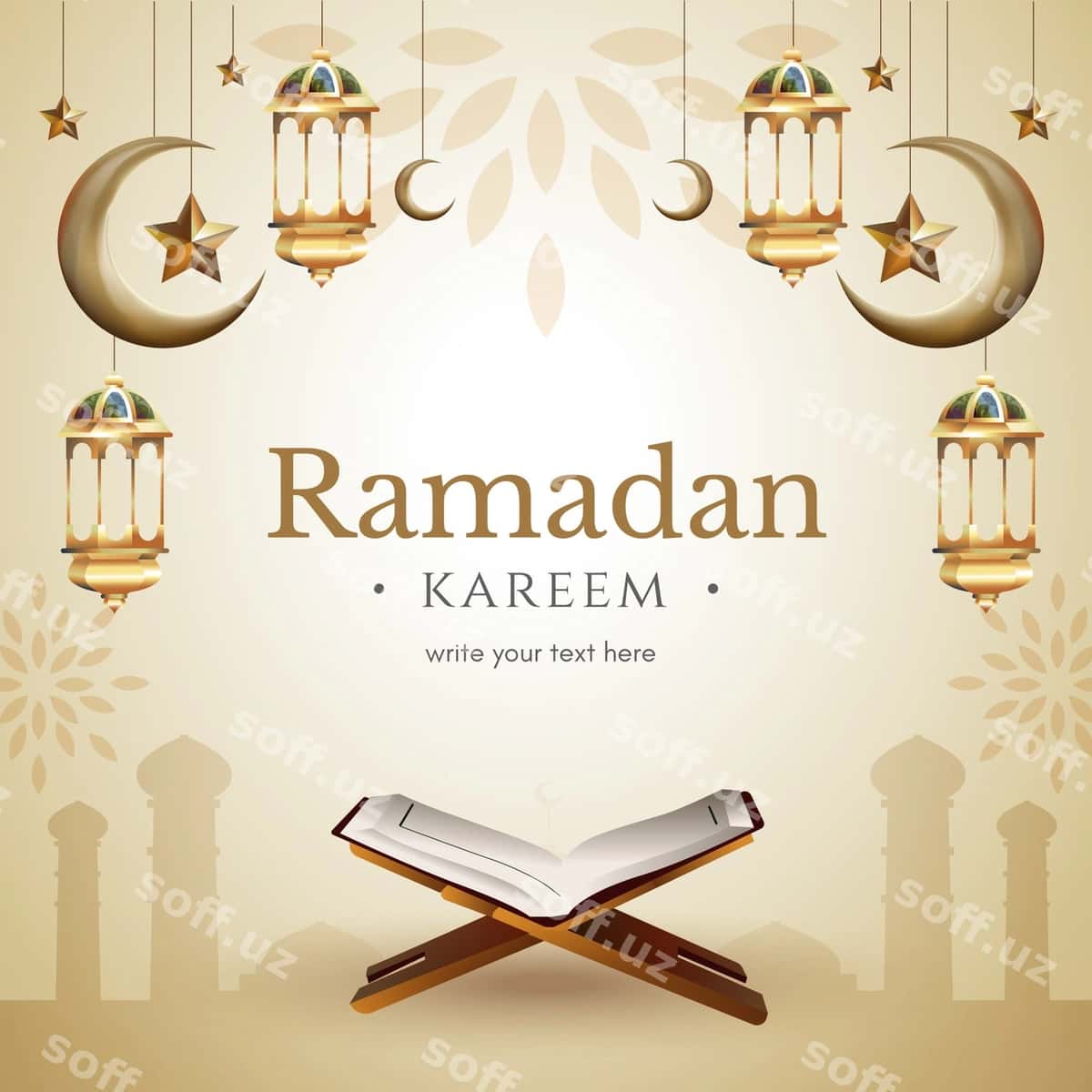 Ramazon choponligi lampali fener va istek bilan | Poster ramadan with lamp lantern wish it 1