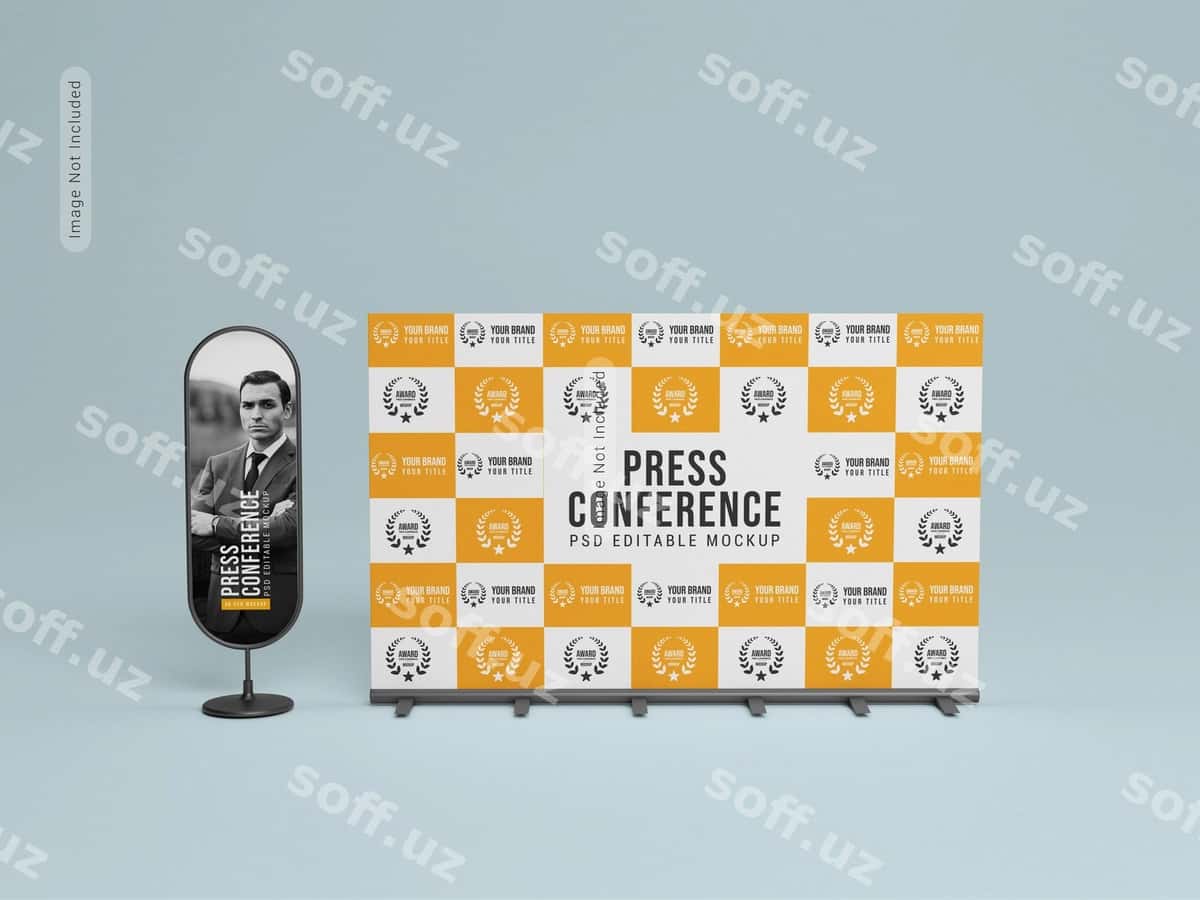 Press-konferentsiya baneri mockup | Press conference banner mockup 1