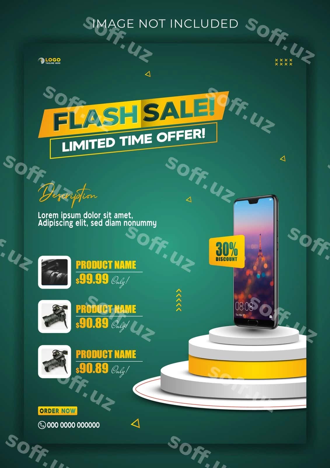 Mahsulot sotish reklamalari varaqasi shablonini loyihalash | Product sale ads flyer template design 1
