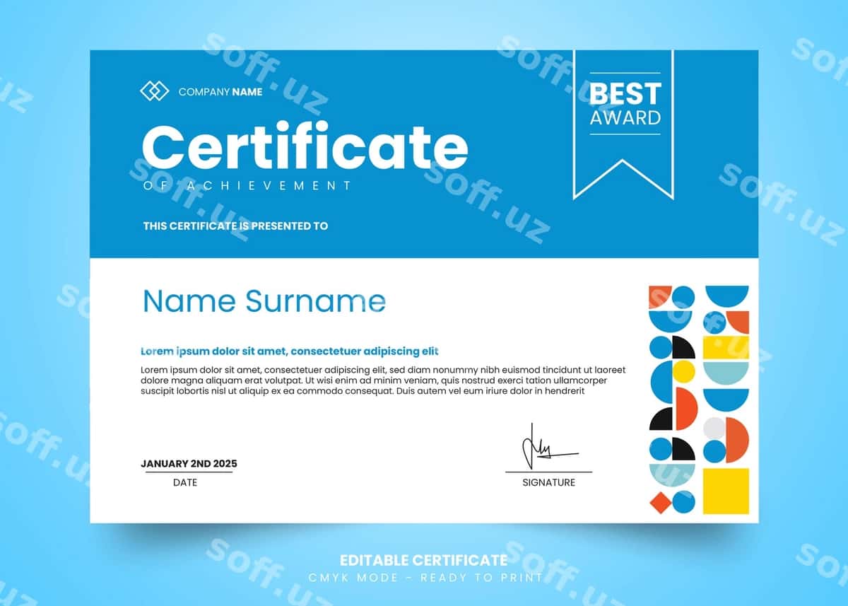 Professional sertifikat dizayn shabloni | Professional certificate design template 1