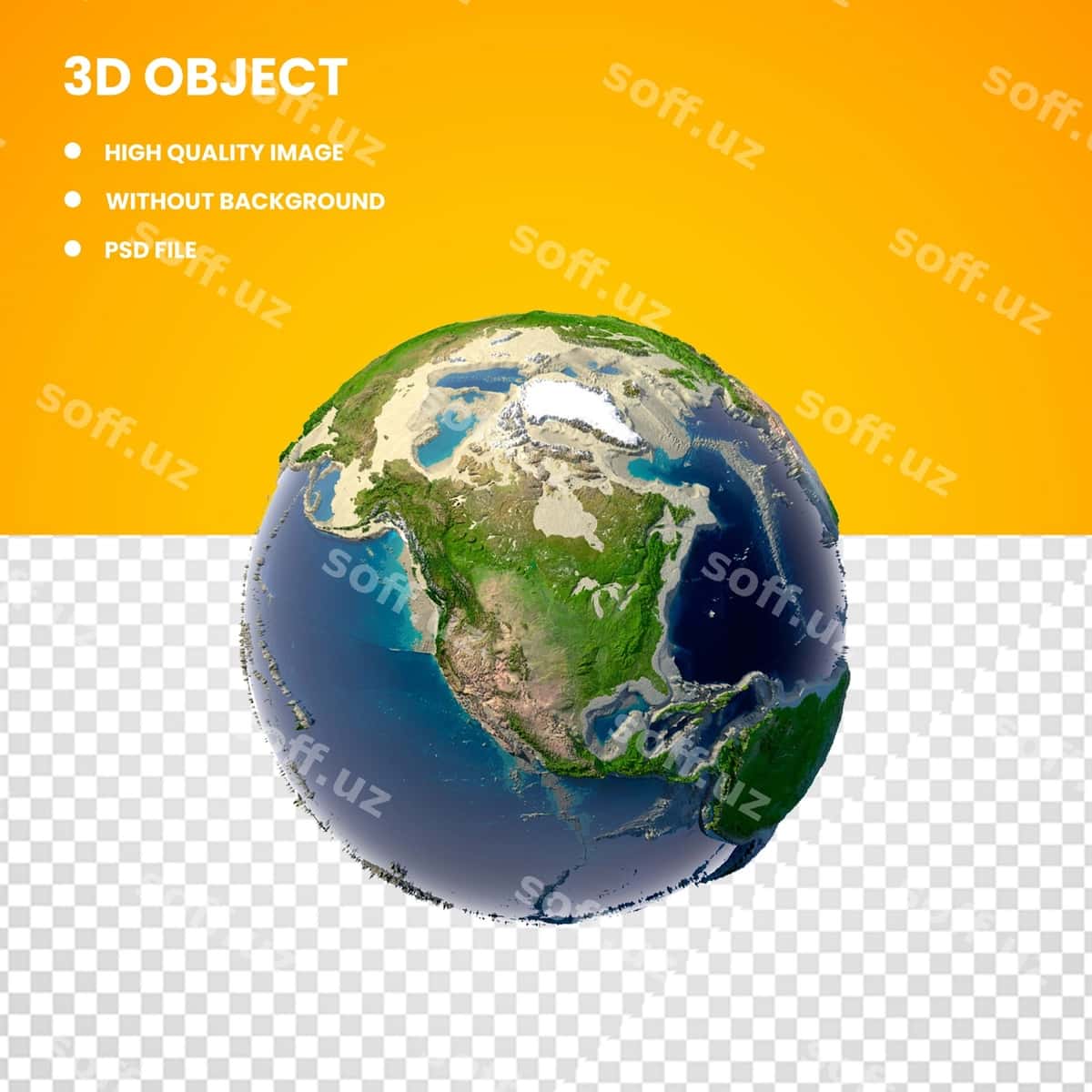 Psd 3d yer sharosi modeli | Psd 3d earth globe model 1