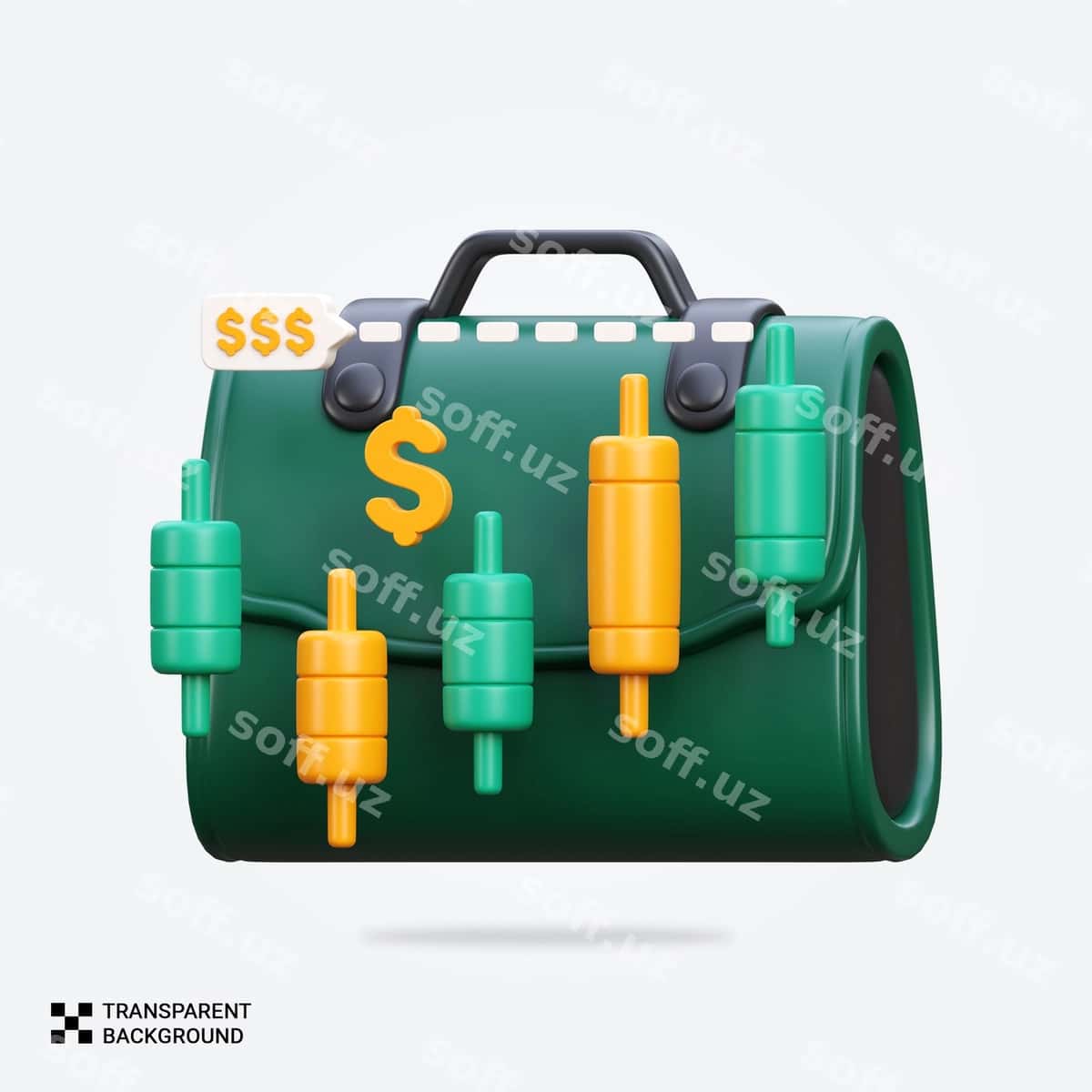 Psd 3d render qisqa qutisi ikon | Psd 3d render briefcase icon 1