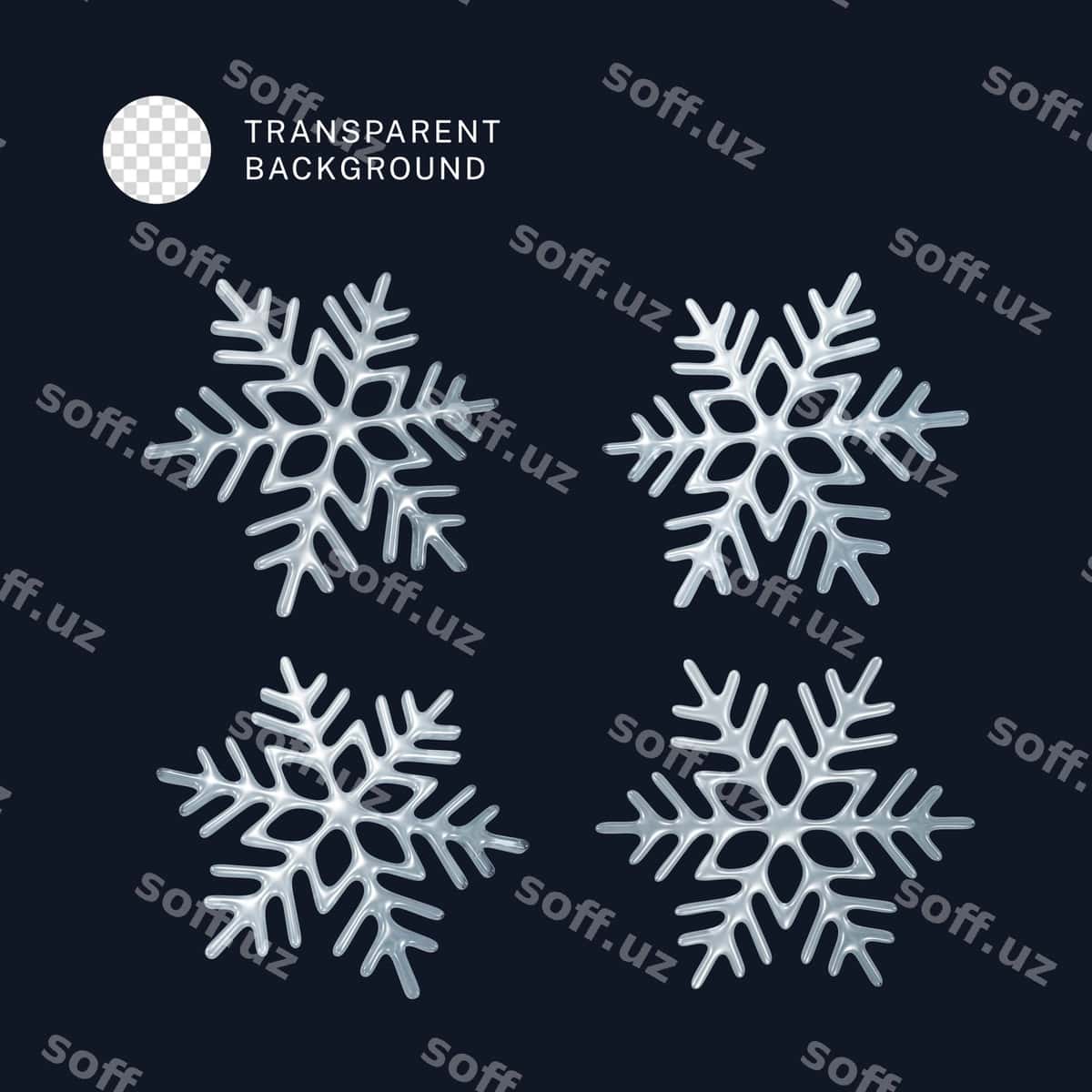 Psd 3d qor mejadani to'plami | Psd 3d snowflake collection 1