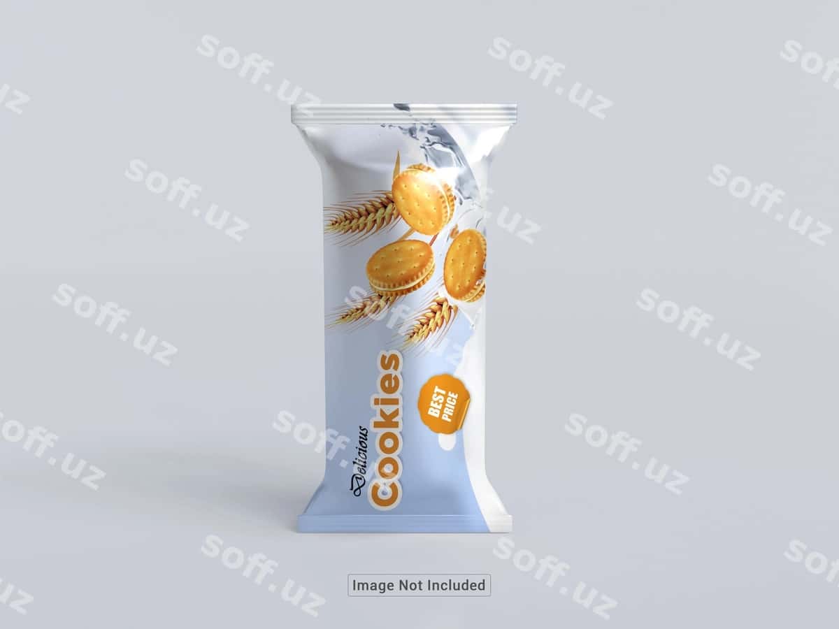 Psd glossy biskit qadoqlash namunasi | Psd glossy biscuit packaging mockup 1
