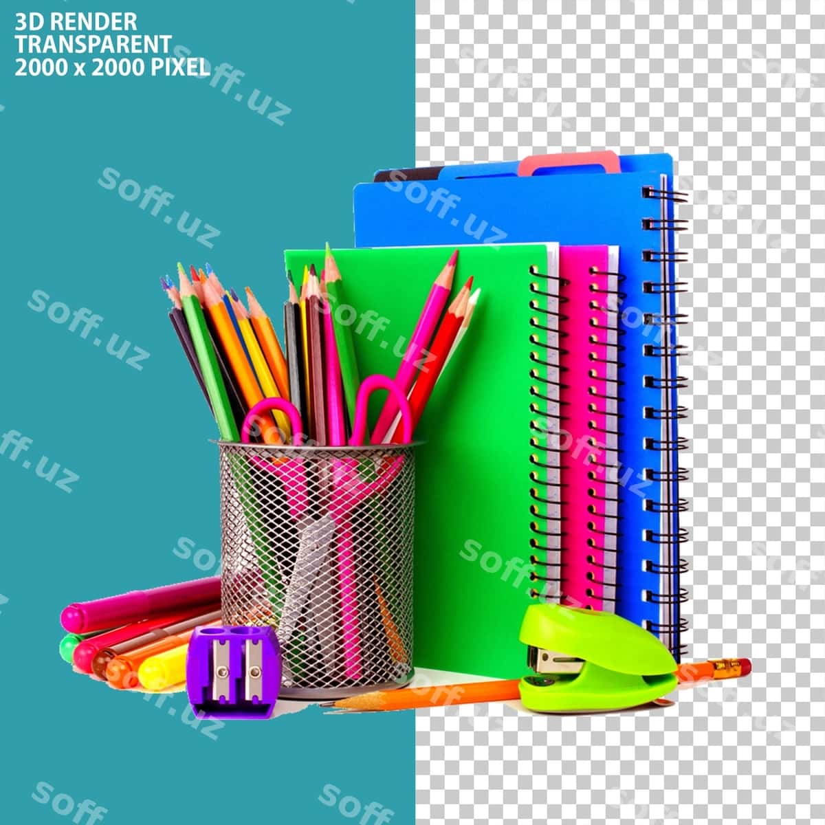 Psy maktabga qaytish qozondoshlik qalamchalari | Psd go back school stationary pencils 1