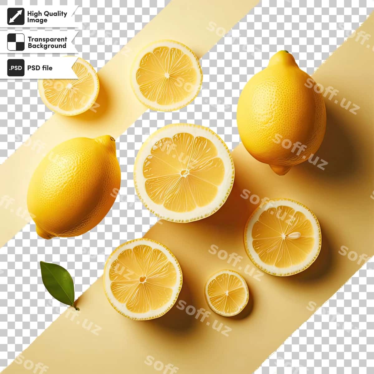 Psd limon doyillari shaffof orqa fonda | Psd lemon slices transparent background 1