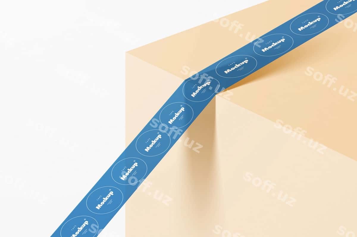 Psd lenta mockup tabiiy quticha | Psd tape mockup natural box 1