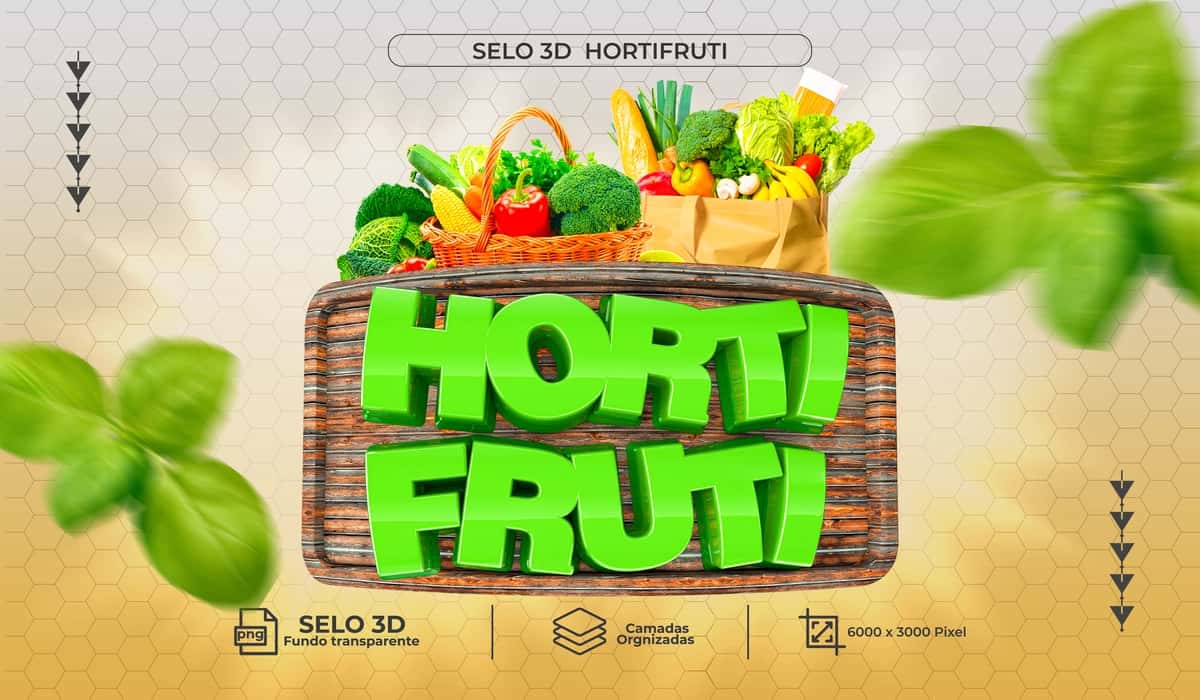 Psd selo 3d hortifrutt | Psd selo 3d hortifrutt 1