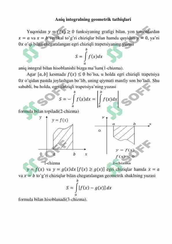Aniq integralning geometrik tatbiqlari