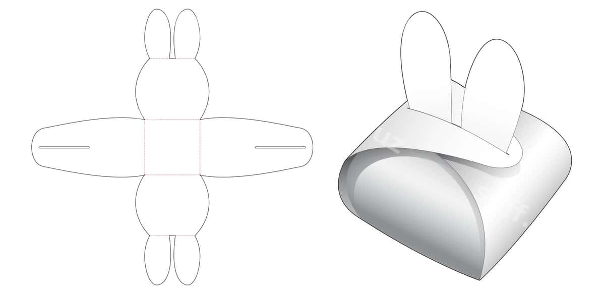 Tulki shaklidagi qadoqlash punch qilish shabloni | Rabbit shaped packaging die cut template 1