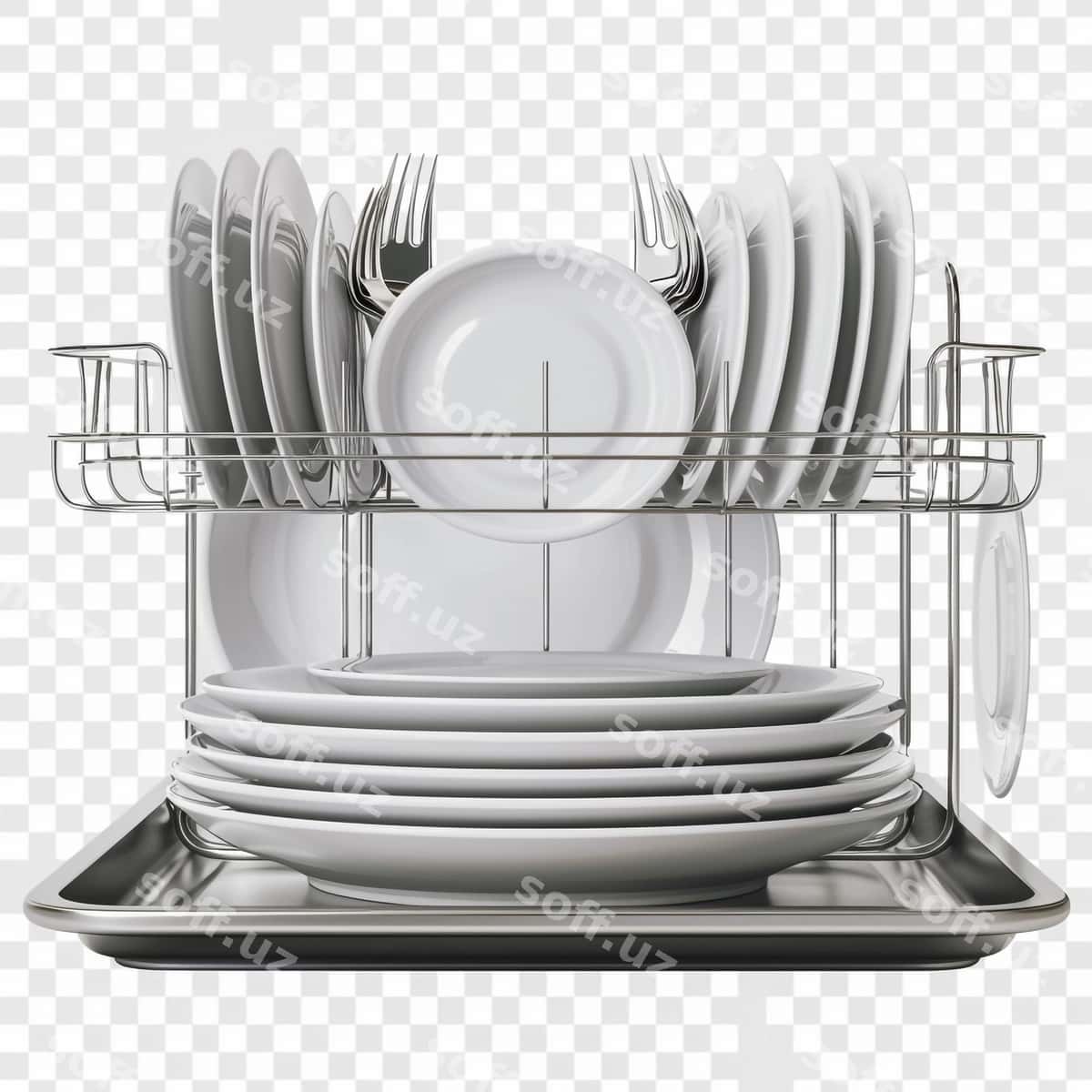 Oq plastinkalarni vilka bilan tokchaga qo'ying | Rack white plates with forks forks 1