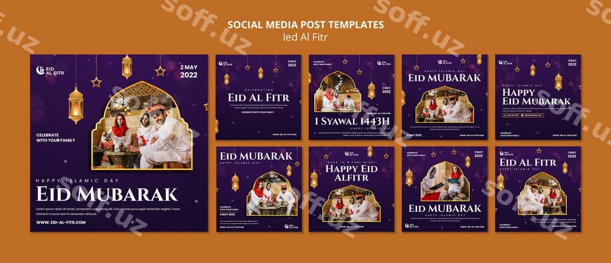 Haqiqiy Eid al-Fitr dizayn shabloni | Realistic eid al fitr design template 1