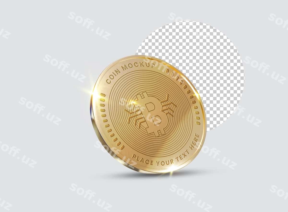 Tasvirli o't kupragi namunasi | Realistic gold coin mockup 1