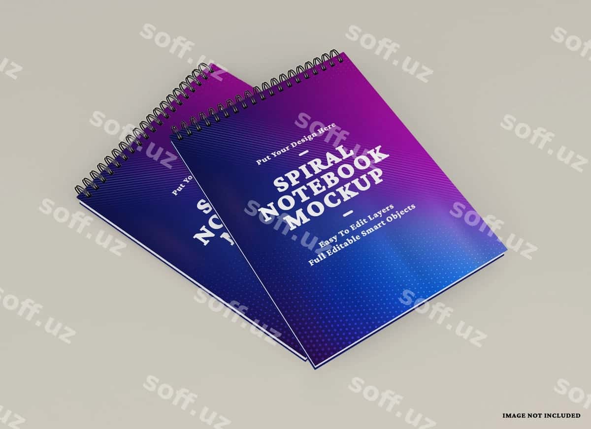 Haqiqiy spiral daftar maketi | Realistic spiral notebook mockup 1