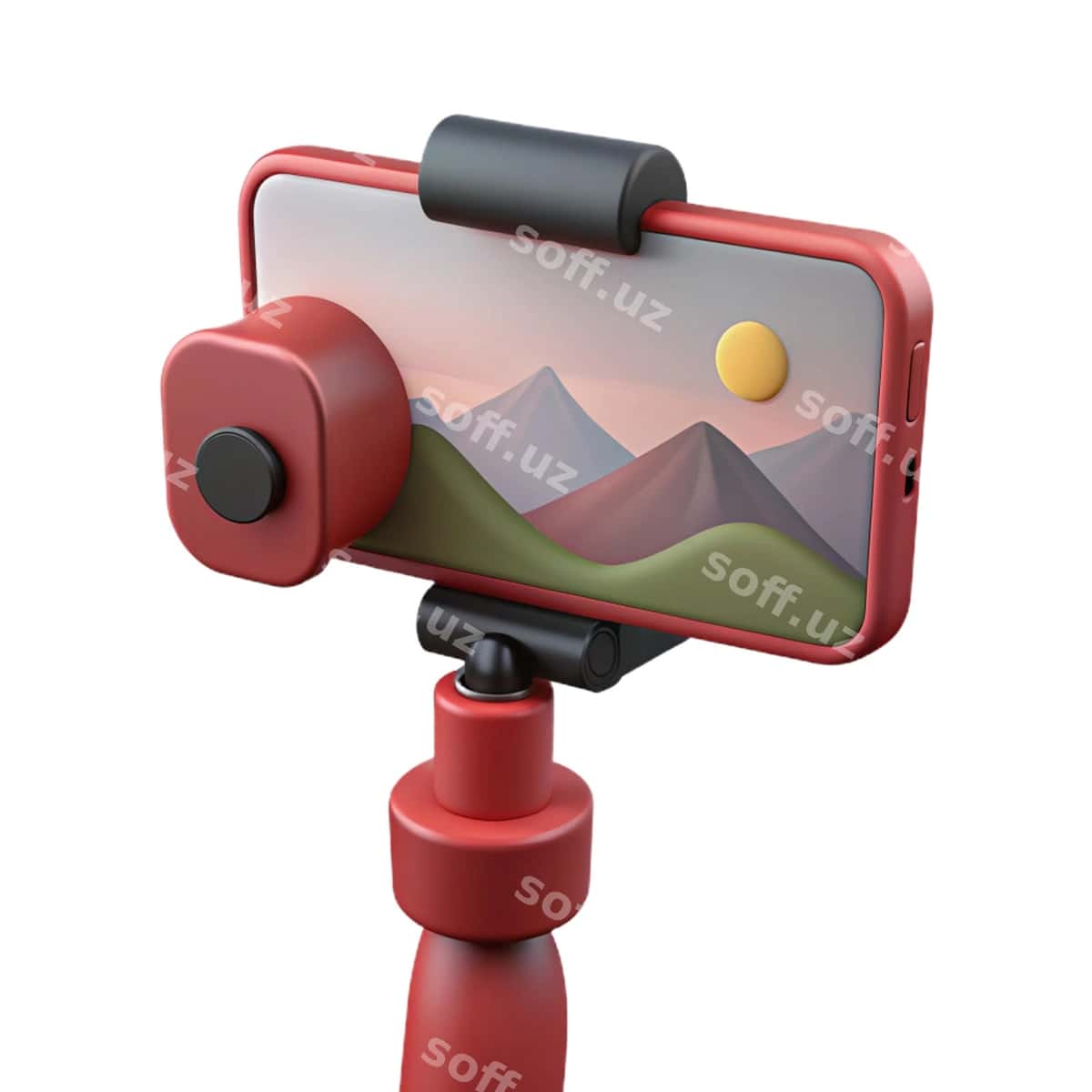 Qizil telefon quyosh to'g'ri orqa fonda | Red phone with sun it mountain background 1