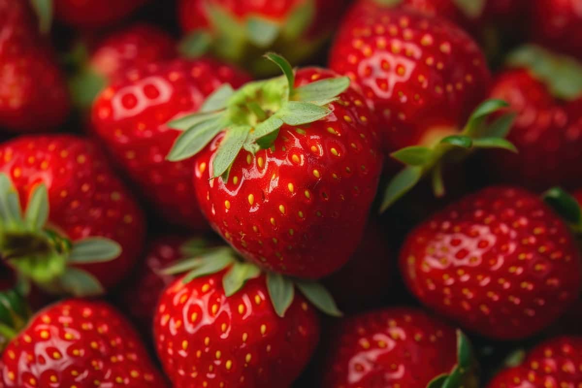 Qizil qulupnay fon | Red strawberries background 1